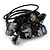 Black Shell Bead Flower Wired Flex Bracelet - Adjustable - view 7