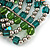 Statement Wide Green Glass and Silver Acrylic Bead Multistrand Flex Bracelet - 18cm (Adjustable) - view 5