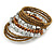 Multistrand Brown/ Bronze/ Silver Glass and Plastic Bead Flex Bracelet - 18cm L - view 4