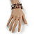 Brown Ceramic Bead with Silver Tone Wire Metal Ball Coiled Flex Bracelet - Adjustable - view 2