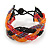 Black/ Orange/ Pink Glass Bead Plaited Bracelet - 17cm L/ 2cm Ext - view 5