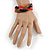Black/ Orange/ Pink Glass Bead Plaited Bracelet - 17cm L/ 2cm Ext - view 2
