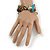 Multistrand Glass, Ceramic and Resin Beads Flex Bracelet (Light Blue, Brown, Beige) - 17cm L - view 3