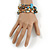 Multistrand Glass, Ceramic and Resin Beads Flex Bracelet (Light Blue, Brown, Beige) - 17cm L - view 2