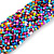 Fancy Multicoloured Glass Plaited Bracelet in Silver Tone - 17cm L/ 5cm Ext - view 3