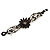 Handmade Leather Flower Semiprecious Bead Cotton Cord Bracelet (Black/ Transparent) - 15cm L - for smaller wrists - view 3