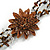 Handmade Leather Flower Semiprecious Bead Cotton Cord Bracelet (Brown/ Transparent) - 15cm L - for smaller wrists - view 3