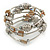Multistrand Wired Metal Bead and Shell Nugget Flex Bracelet In Silver Tone - (Antique White) - view 4