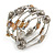 Multistrand Wired Metal Bead and Shell Nugget Flex Bracelet In Silver Tone - (Antique White)