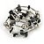 Black/ Grey Semiprecious Stone with Silver Tone Mirrored Metal Ball Coiled Flex Bracelet - Adjustable - view 3