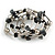 Black/ Grey Semiprecious Stone with Silver Tone Mirrored Metal Ball Coiled Flex Bracelet - Adjustable - view 4
