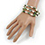 3 Strand Freshwater Pearl, Green Shell Nugget Flex Bracelet - 20cm L - view 5