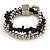 Multistrand Silver Metal Bead, Black Semiprecious Nugget Flex Bracelet - 18cm L - view 3