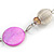 Silver Tone Wired Balls and Fuchsia Sea Shell Beads Bracelet - 21cm L/ 3cm Ext - view 4