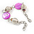 Silver Tone Wired Balls and Fuchsia Sea Shell Beads Bracelet - 21cm L/ 3cm Ext - view 6