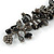 Black/ Grey Stone, Glass, Shell Cluster Bead Bracelet - 17cm L - view 4