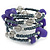 Grey Glass Bead Purple Glass Nugget Multistrand Coiled Flex Bracelet - Adjustable - view 3
