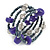 Grey Glass Bead Purple Glass Nugget Multistrand Coiled Flex Bracelet - Adjustable - view 4