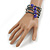 Grey Glass Bead Purple Glass Nugget Multistrand Coiled Flex Bracelet - Adjustable - view 2