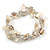 Antique White Sea Shell Nugget, Glass Bead Multi Loop Flex Bracelet - 18cm L