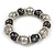 Silver/ Black Acrylic Bead Flex Bracelet - 18cm L