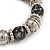 Silver/ Black Acrylic Bead Flex Bracelet - 18cm L - view 2