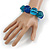 Blue/ Teal Resin Square Bead Flex Bracelet - 18cm Long - view 3