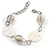 Silver Tone Wired Balls and White Sea Shell Beads Bracelet - 18cm L/ 5cm Ext