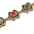 Vintage Inspired Turkish Style Square Station Bracelet In Aged Gold Tone (Green/ Red/ Blue) - 16cm L/ 6cm Ext - view 3