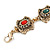 Vintage Inspired Turkish Style Square Station Bracelet In Aged Gold Tone (Green/ Red/ Blue) - 16cm L/ 6cm Ext - view 5