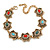 Vintage Inspired Turkish Style Square Station Bracelet In Aged Gold Tone (Green/ Red/ Blue) - 16cm L/ 6cm Ext