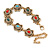 Vintage Inspired Turkish Style Square Station Bracelet In Aged Gold Tone (Green/ Red/ Blue) - 16cm L/ 6cm Ext - view 6