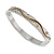 Silver Plated Oval Bangle Bracelet with Clear Crystal Accent - 18cm L - view 2