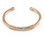 Rose Gold Tone Polished Crystal Bar Cuff Bracelet - 19cm L - view 3