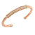 Rose Gold Tone Polished Crystal Bar Cuff Bracelet - 19cm L