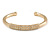 Gold Plated Polished Crystal Bar Cuff Bracelet - 19cm L - view 2