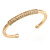Gold Plated Polished Crystal Bar Cuff Bracelet - 19cm L