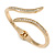 Gold Plated Clear Crystal 'Parallel Paths' Hinged Bangle Bracelet - 19cm L - view 5