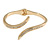 Gold Plated Clear Crystal 'Parallel Paths' Hinged Bangle Bracelet - 19cm L - view 2