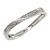 Silver Plated Clear Crystal 'Twist' Hinged Bangle Bracelet - 19cm L - view 4