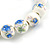 13mm Summery Light Blue/ Green Floral Pattern White Ceramic Bead Flex Bracelet - 17cm L - view 3