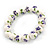 13mm Summery Purple/ Green Floral Pattern White Ceramic Bead Flex Bracelet - 17cm L - view 4