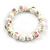 13mm Summery Pink/ Green Floral Pattern White Ceramic Bead Flex Bracelet - 17cm L - view 5