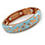 Light Blue Enamel Bird and Flower Copper Magnetic Hinged Bangle Bracelet with Six Magnets - 19cm L - view 4