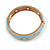 Light Blue Enamel Bird and Flower Copper Magnetic Hinged Bangle Bracelet with Six Magnets - 19cm L - view 5