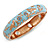 Light Blue Enamel Bird and Flower Copper Magnetic Hinged Bangle Bracelet with Six Magnets - 19cm L - view 6