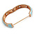 Light Blue Enamel Bird and Flower Copper Magnetic Hinged Bangle Bracelet with Six Magnets - 19cm L - view 3