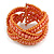 Orange Peach Glass Bead Plaited Flex Cuff Bracelet - Adjustable - view 6