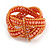 Orange Peach Glass Bead Plaited Flex Cuff Bracelet - Adjustable - view 5