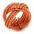 Orange Peach Glass Bead Plaited Flex Cuff Bracelet - Adjustable - view 7